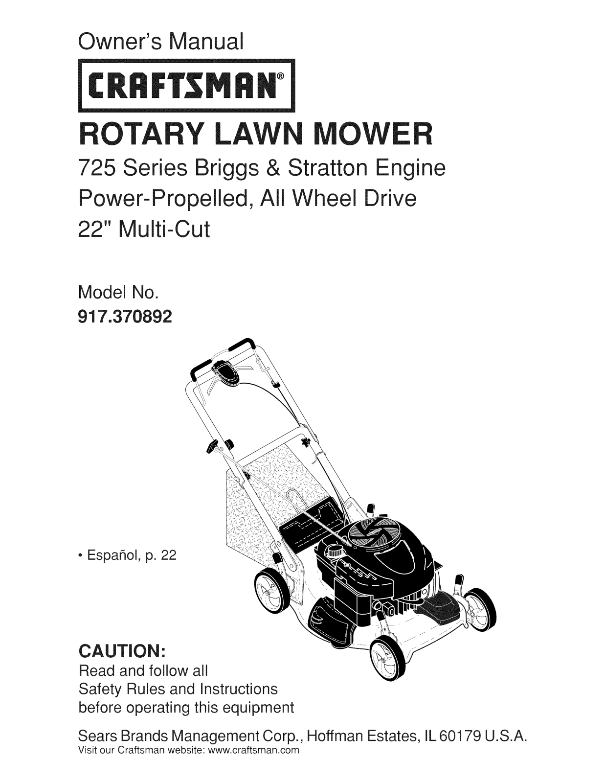 Craftsman 917370892 Owner’s Manual