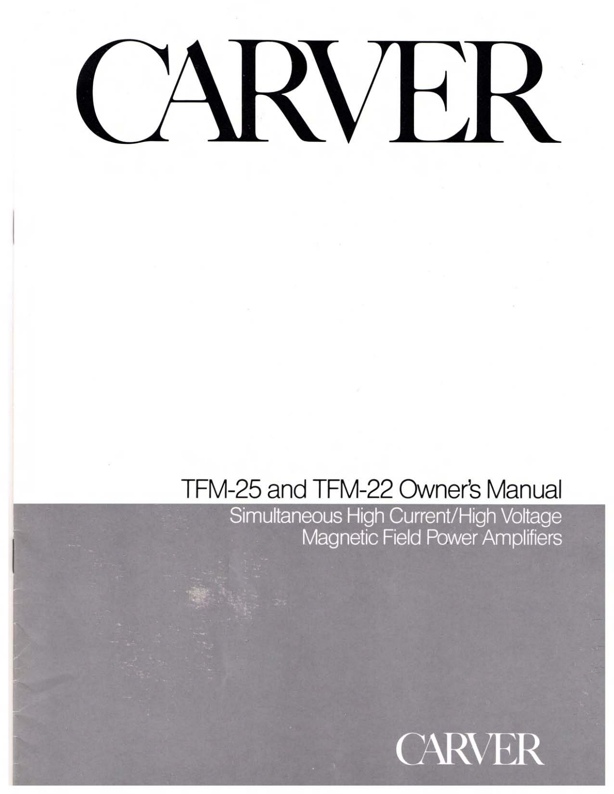 Carver TFM-22, TFM-25 Owners manual
