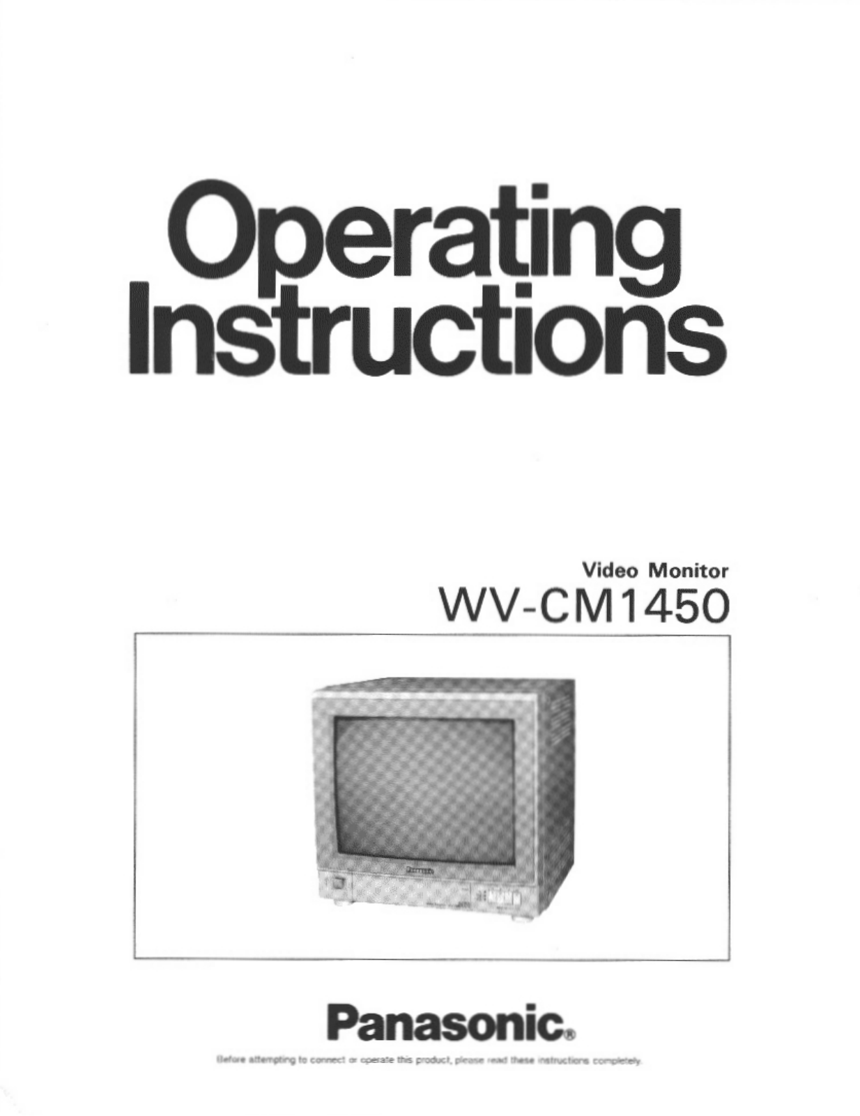 Panasonic wv-cm1450 Operation Manual