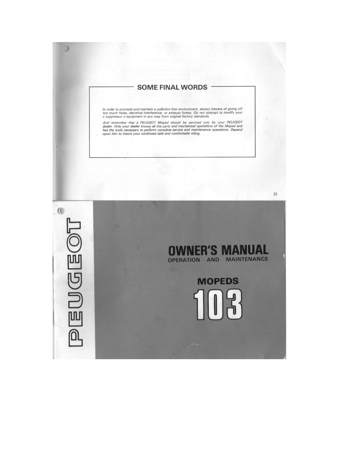 PEUGEOT 103 User Manual