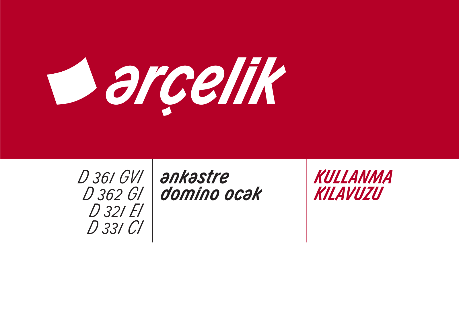 Arçelik D361GVI, D362GI, D321EI, D331CI User manual