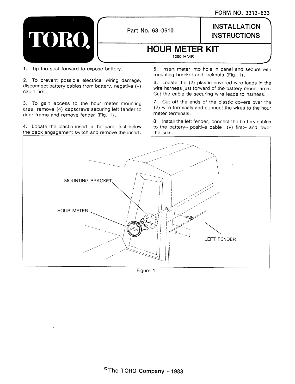 Toro 68-3610 Installation Instructions