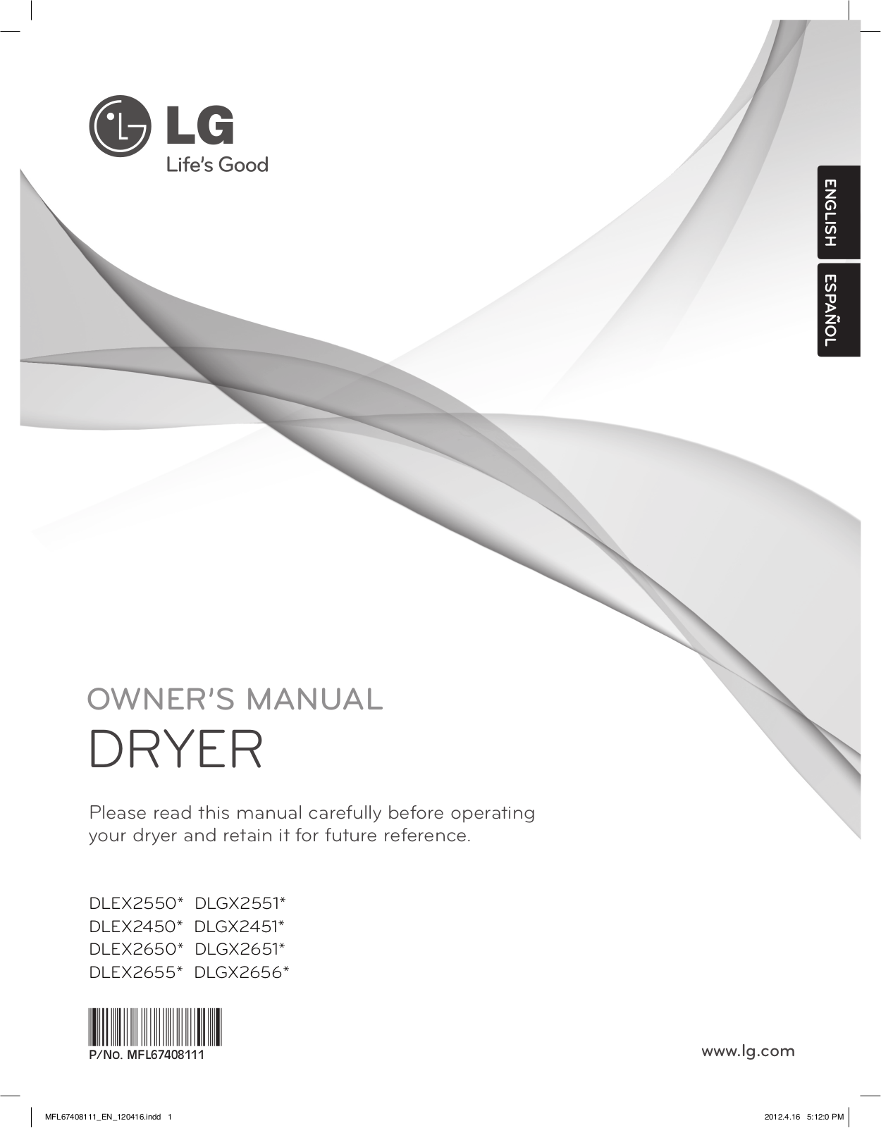 LG DLGX2656V User Manual
