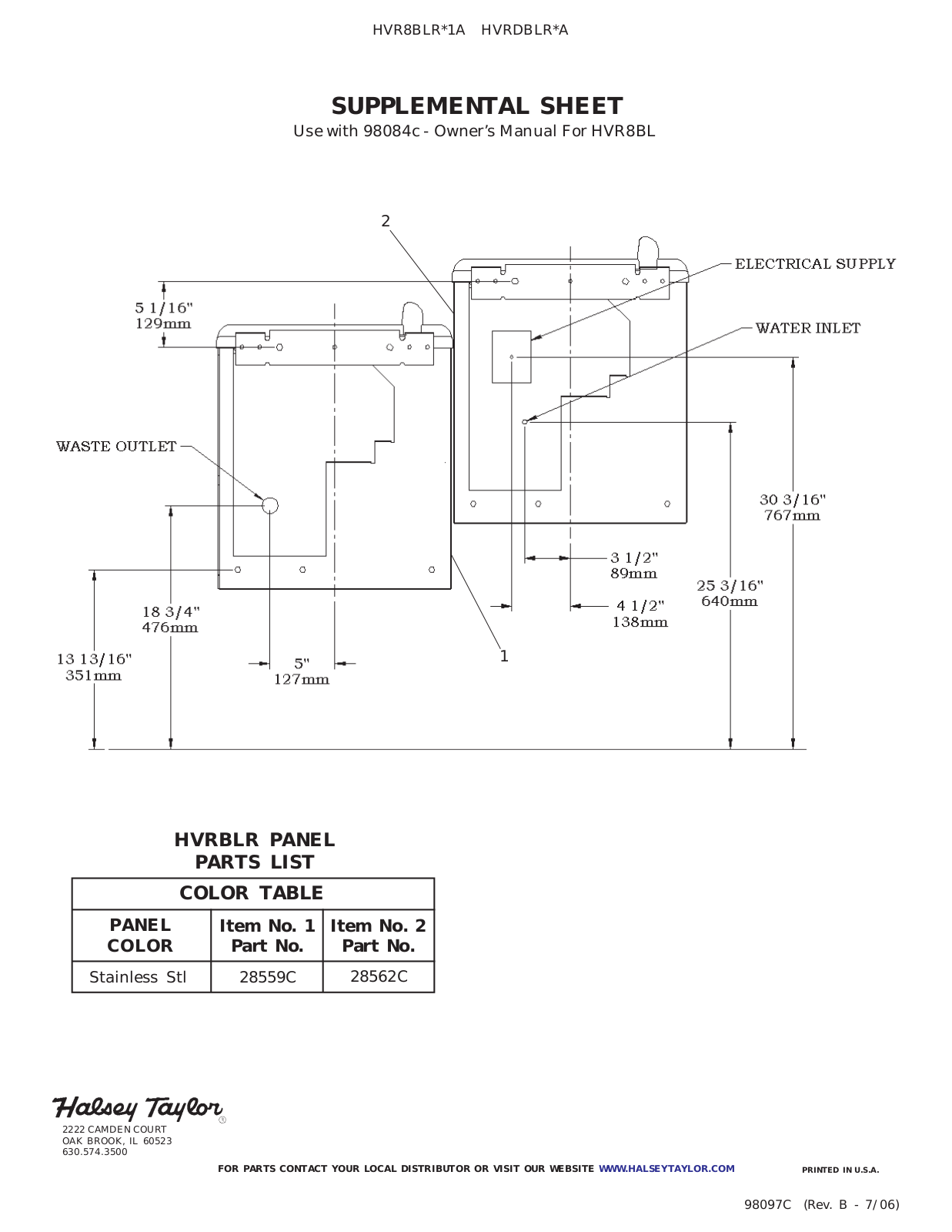 Halsey Taylor HVR8BLR-1A User Manual