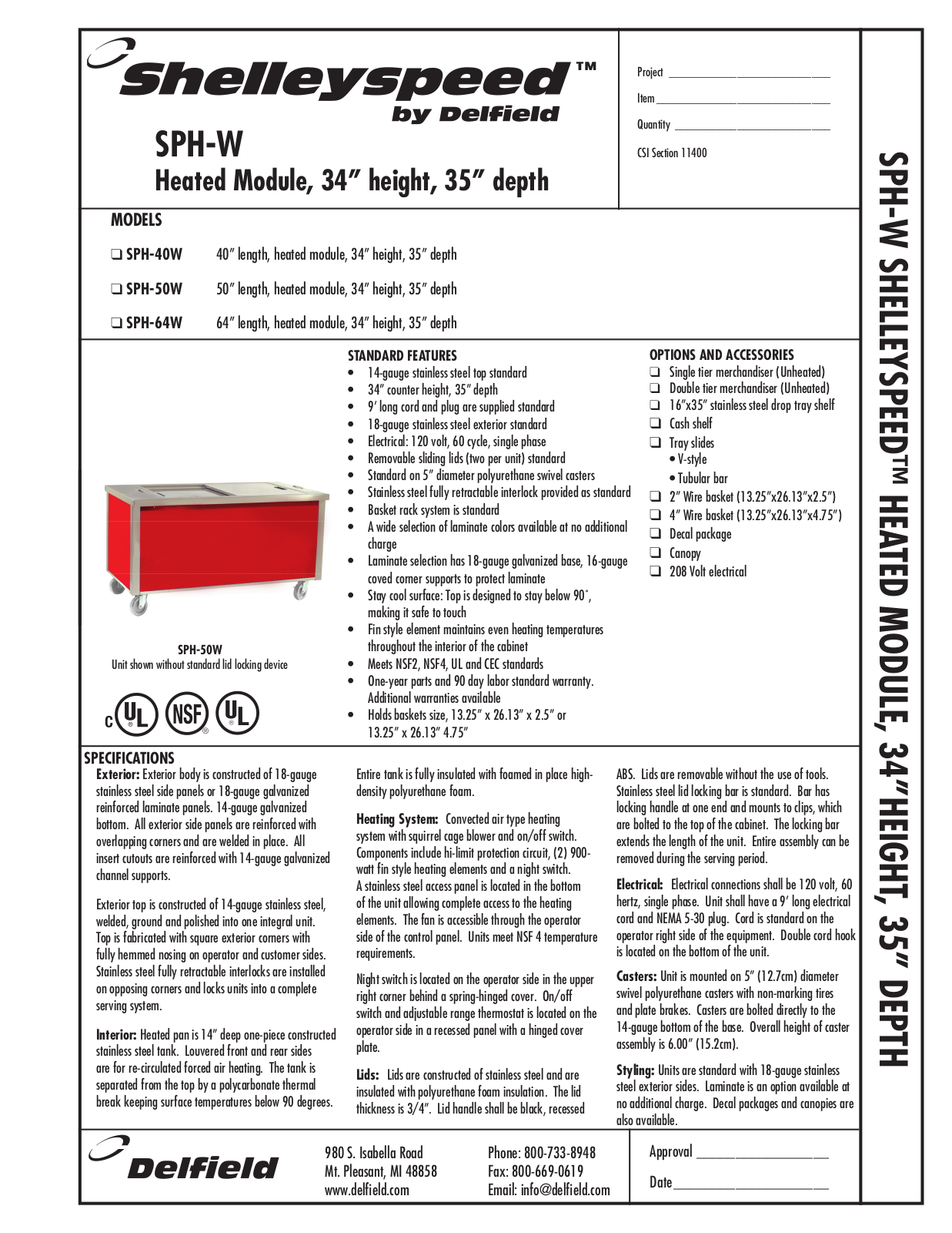 Delfield SPH-40W User Manual