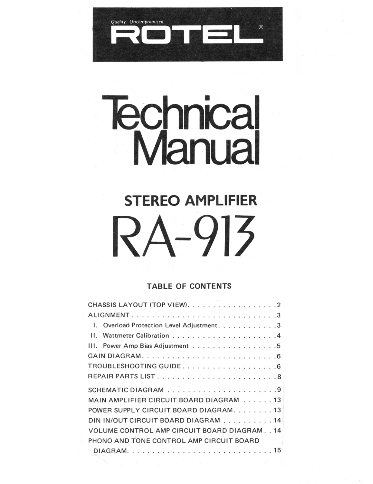 Rotel RA-913 Service manual