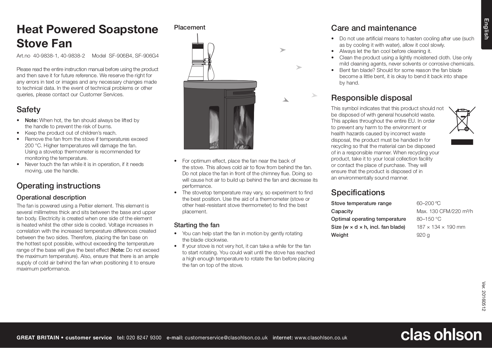 Clas Ohlson SF-906B4, SF-906G4 User Manual