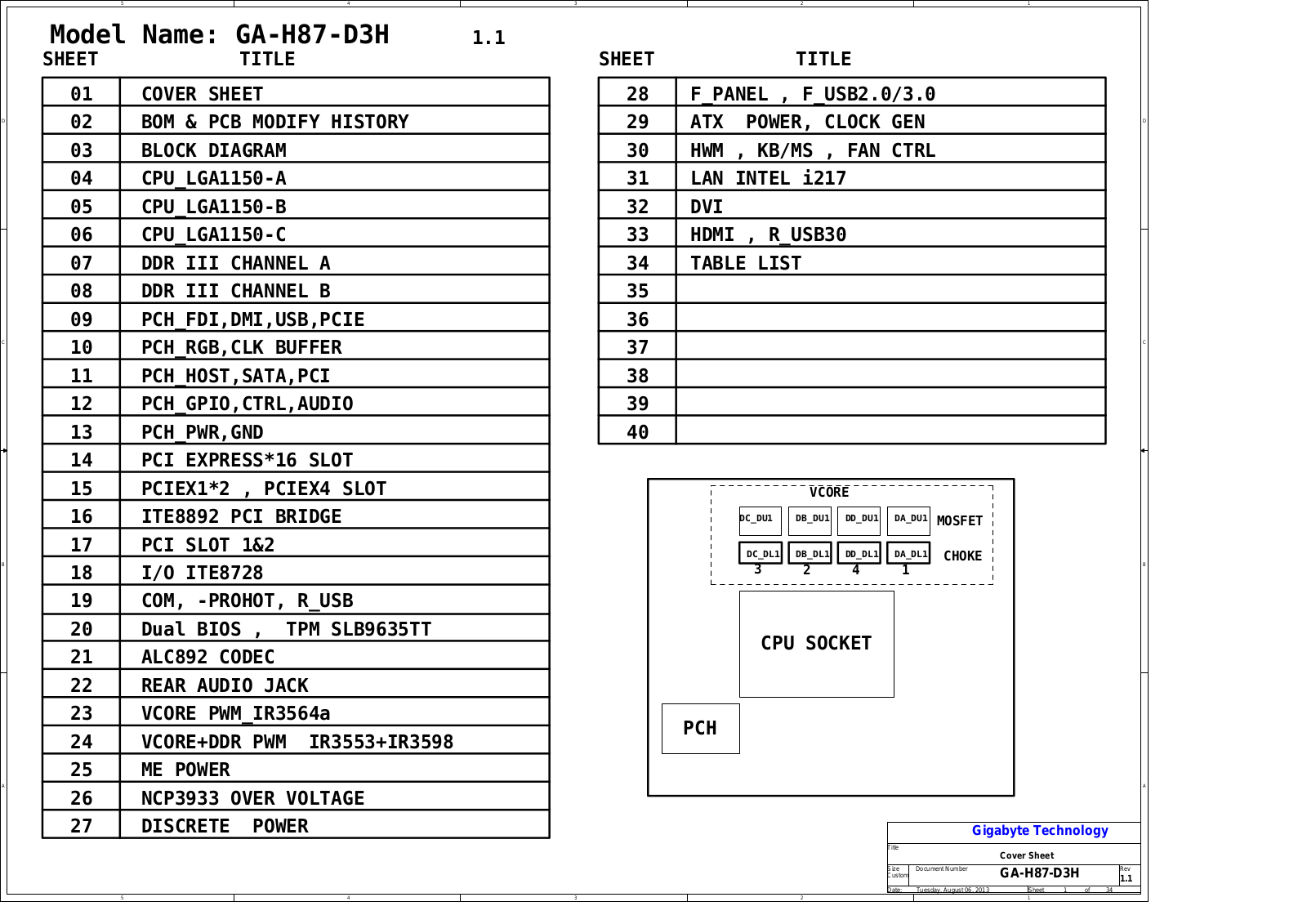 Gigabyte GA-H87-D3H Schematic rev.1.1