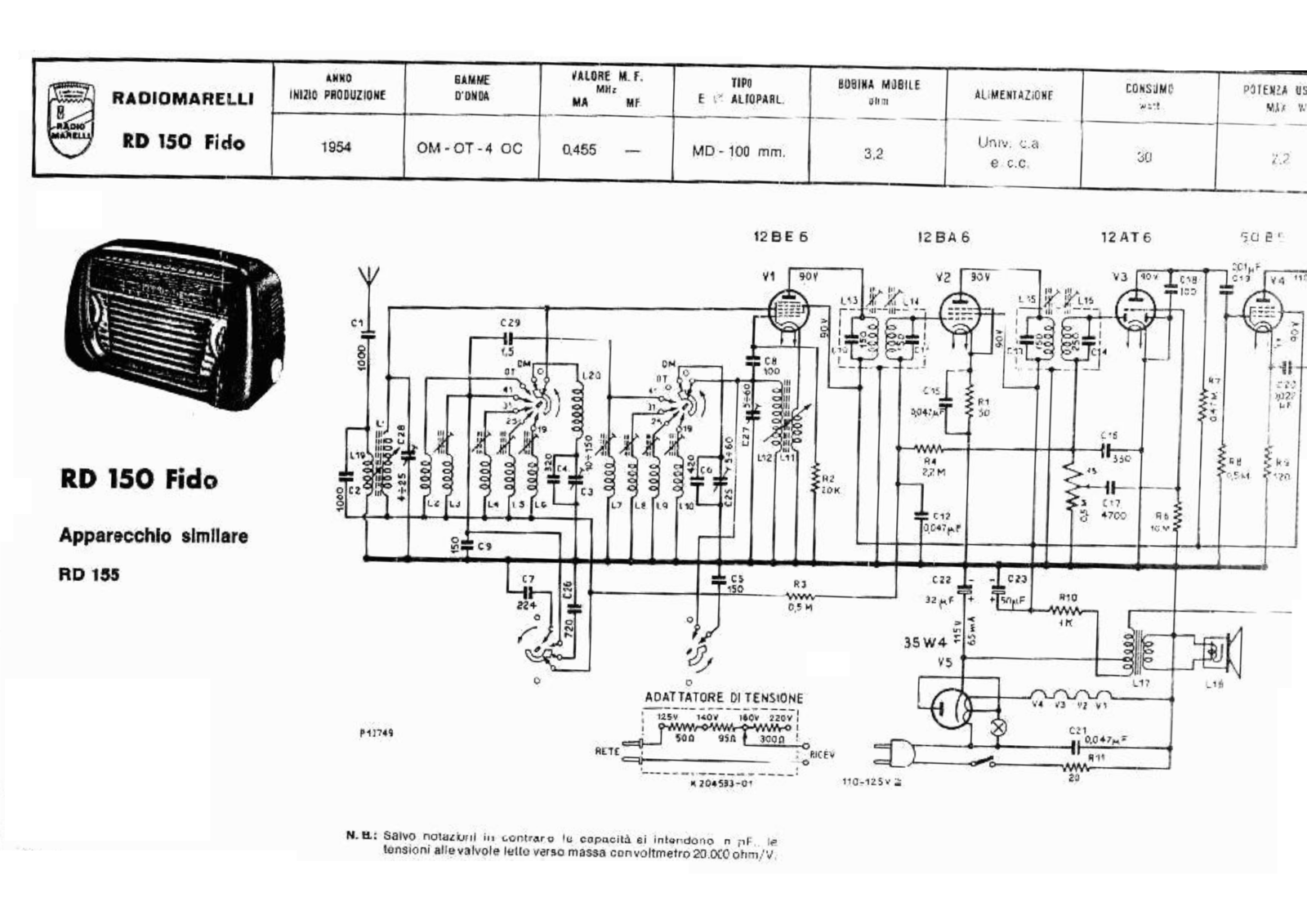 Radiomarelli rd150 fido schematic