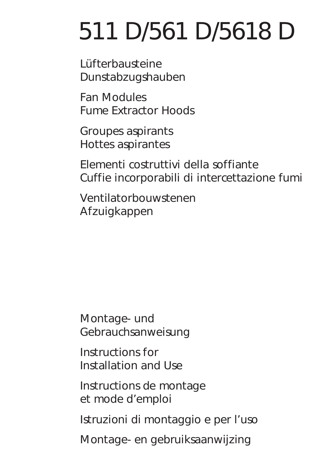 Electrolux 511 D, 561 D, 5618 D, 561 D, 5618 D User Manual