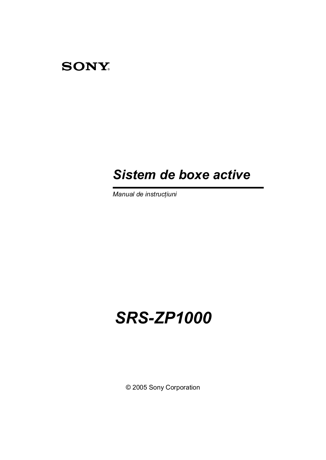 Sony SRS-ZP1000 User Manual