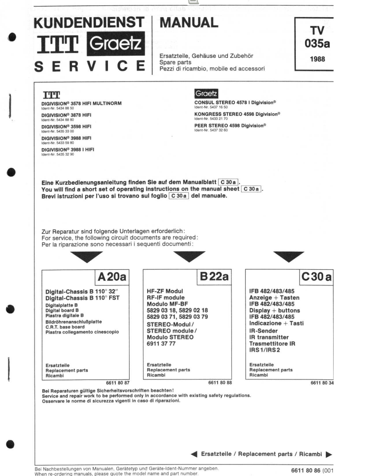 ITT TV 035a User Manual