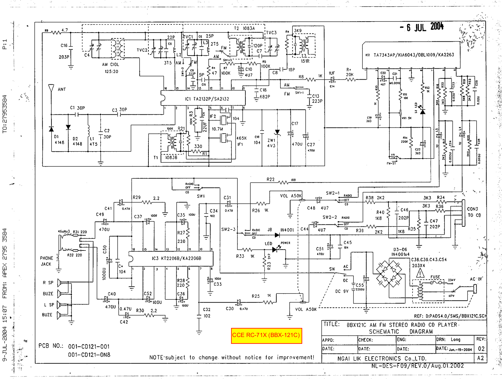 CCE RC 71X Diagram