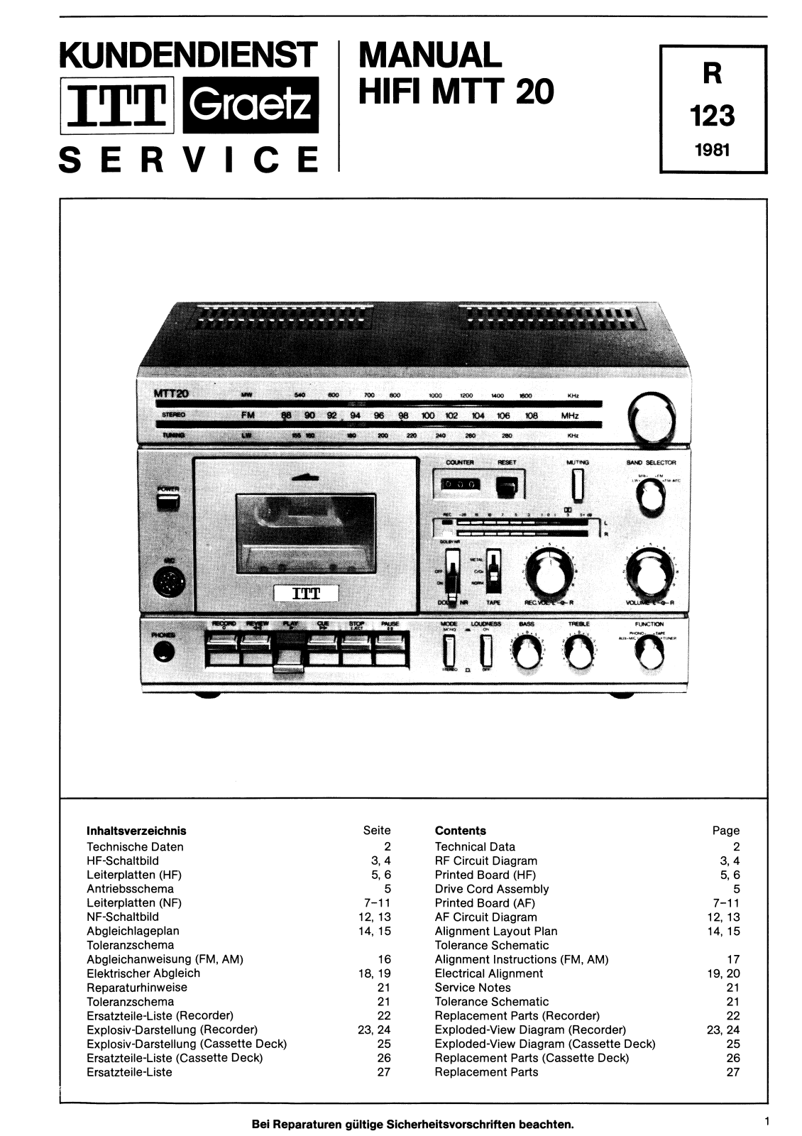 ITT hifi mtt 20 Service Manual