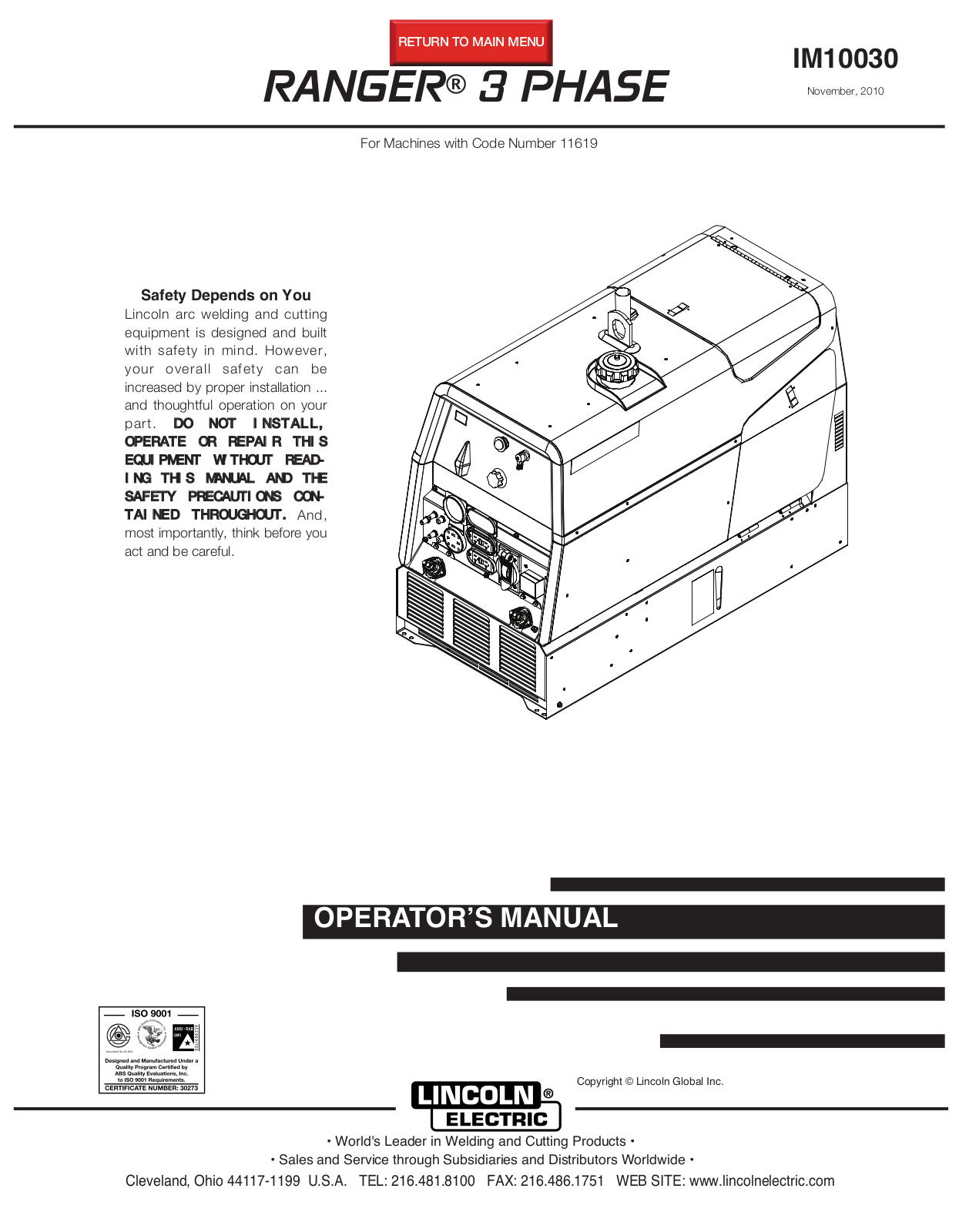 Lincoln Electric IM10030 User Manual