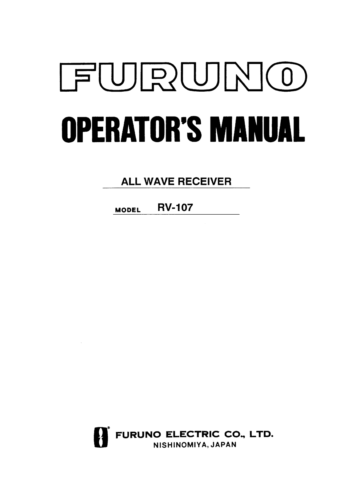 Furuno RV-107 User Manual