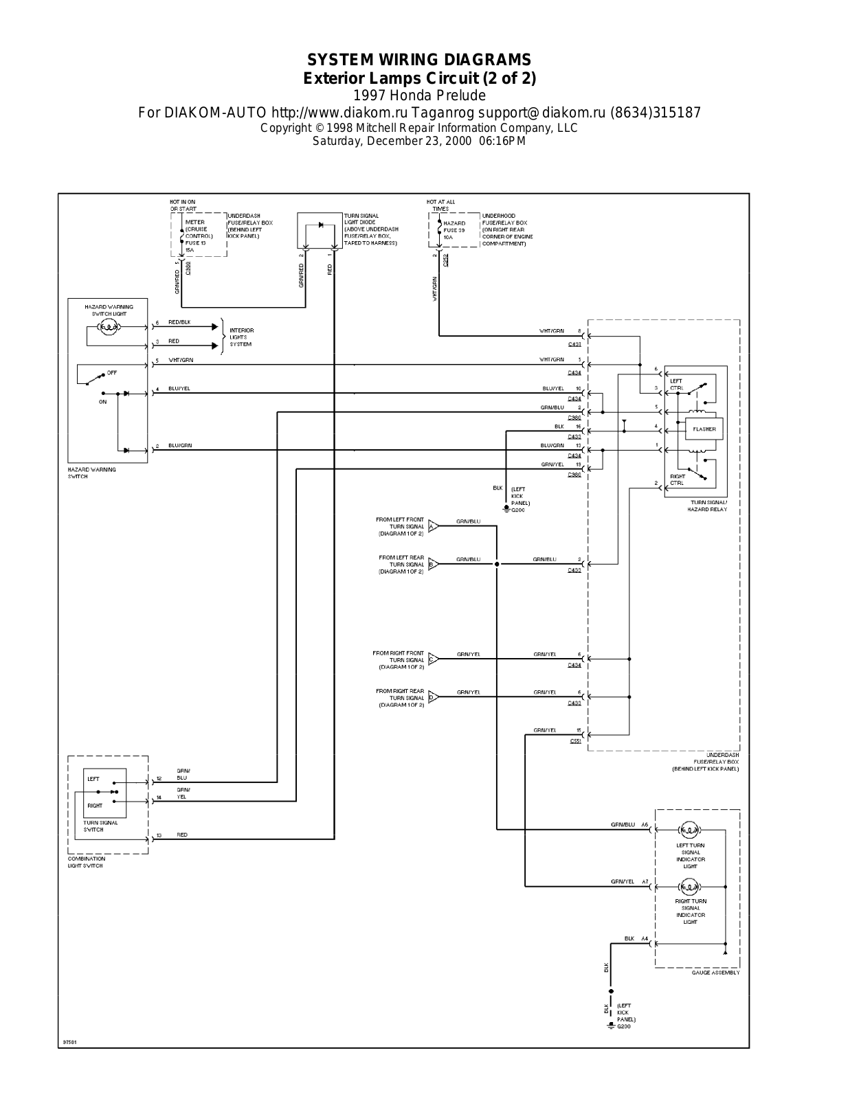 Honda Prelude 1997-1999 Wire Diagrams  17479