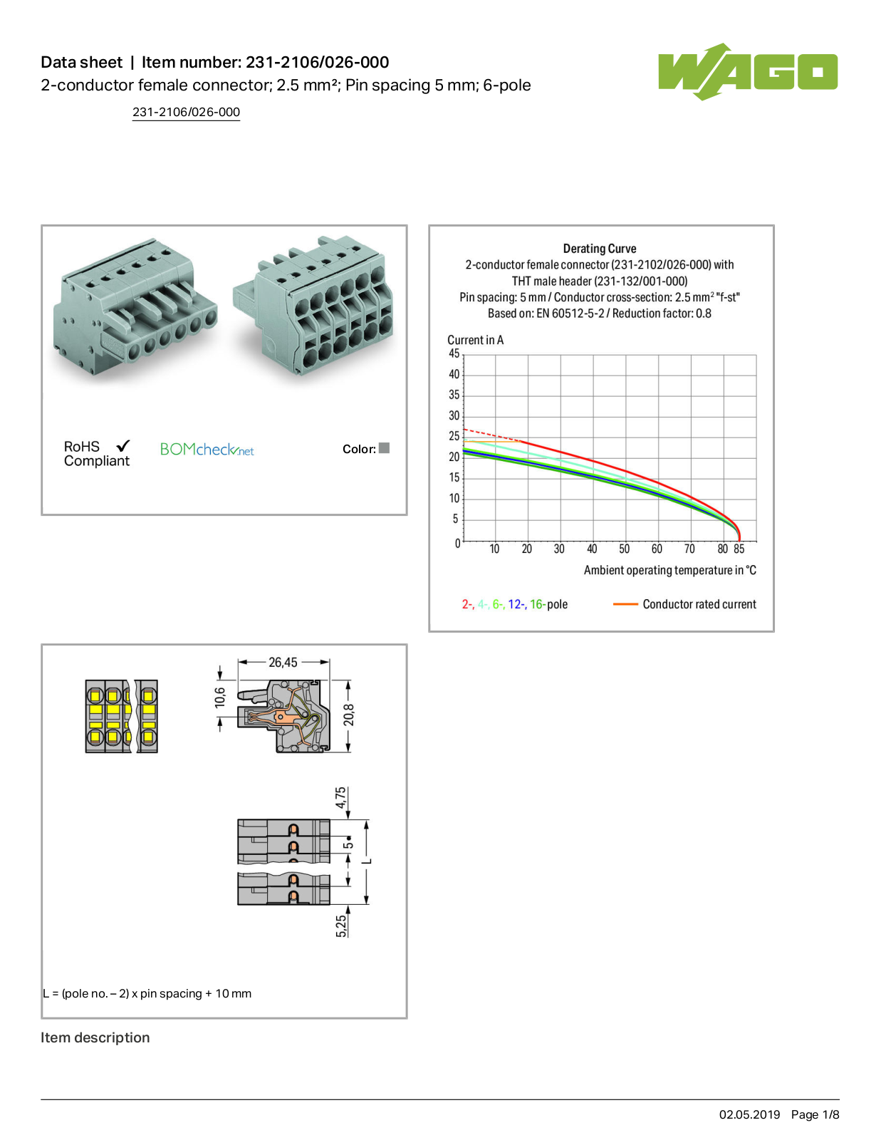 Wago 231-2106/026-000 Data Sheet