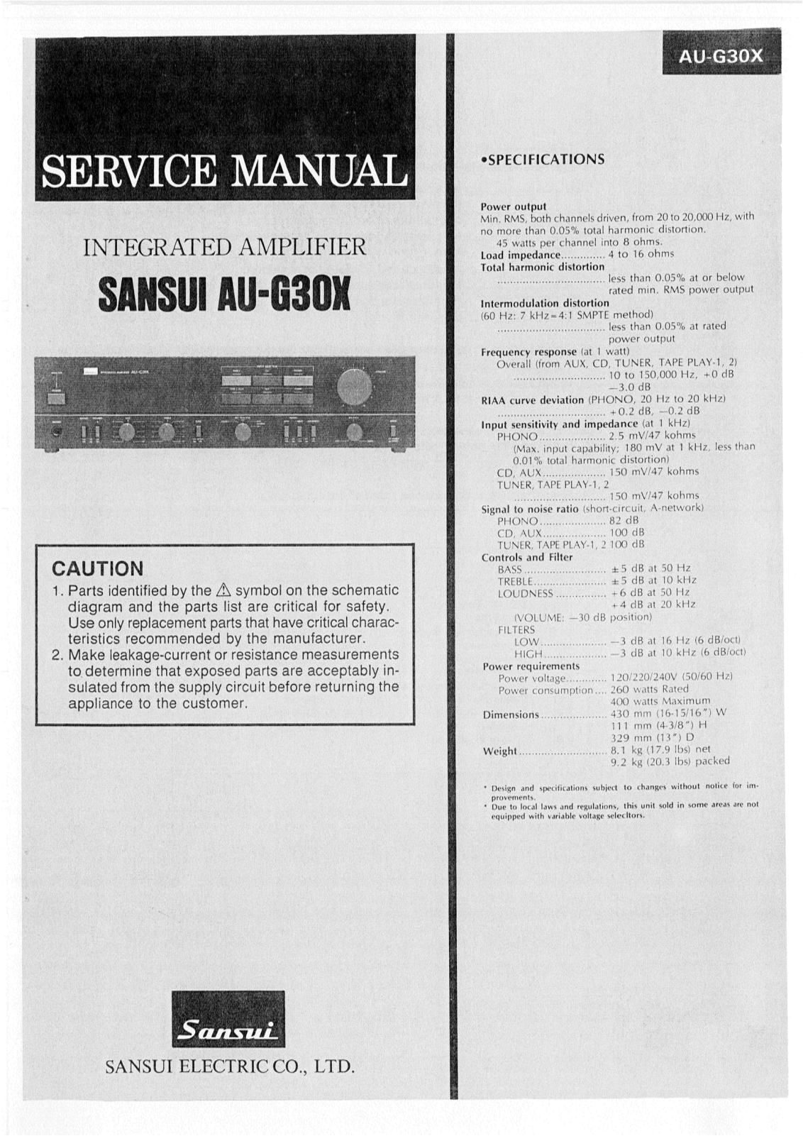 Sansui AU-G30-X Service Manual