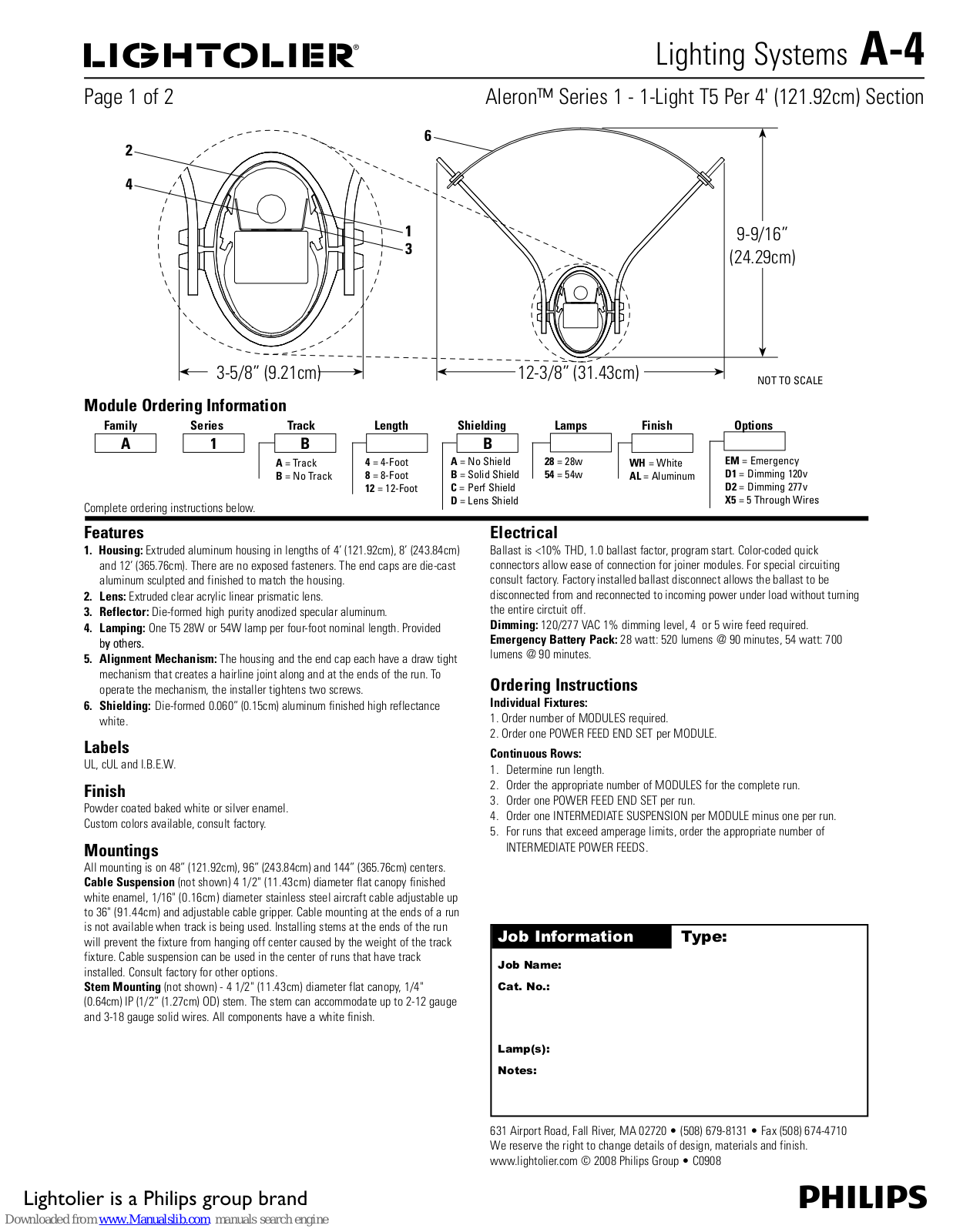 Lightolier Lighting Systems A-4 Specification Sheet - ManualMachine.com