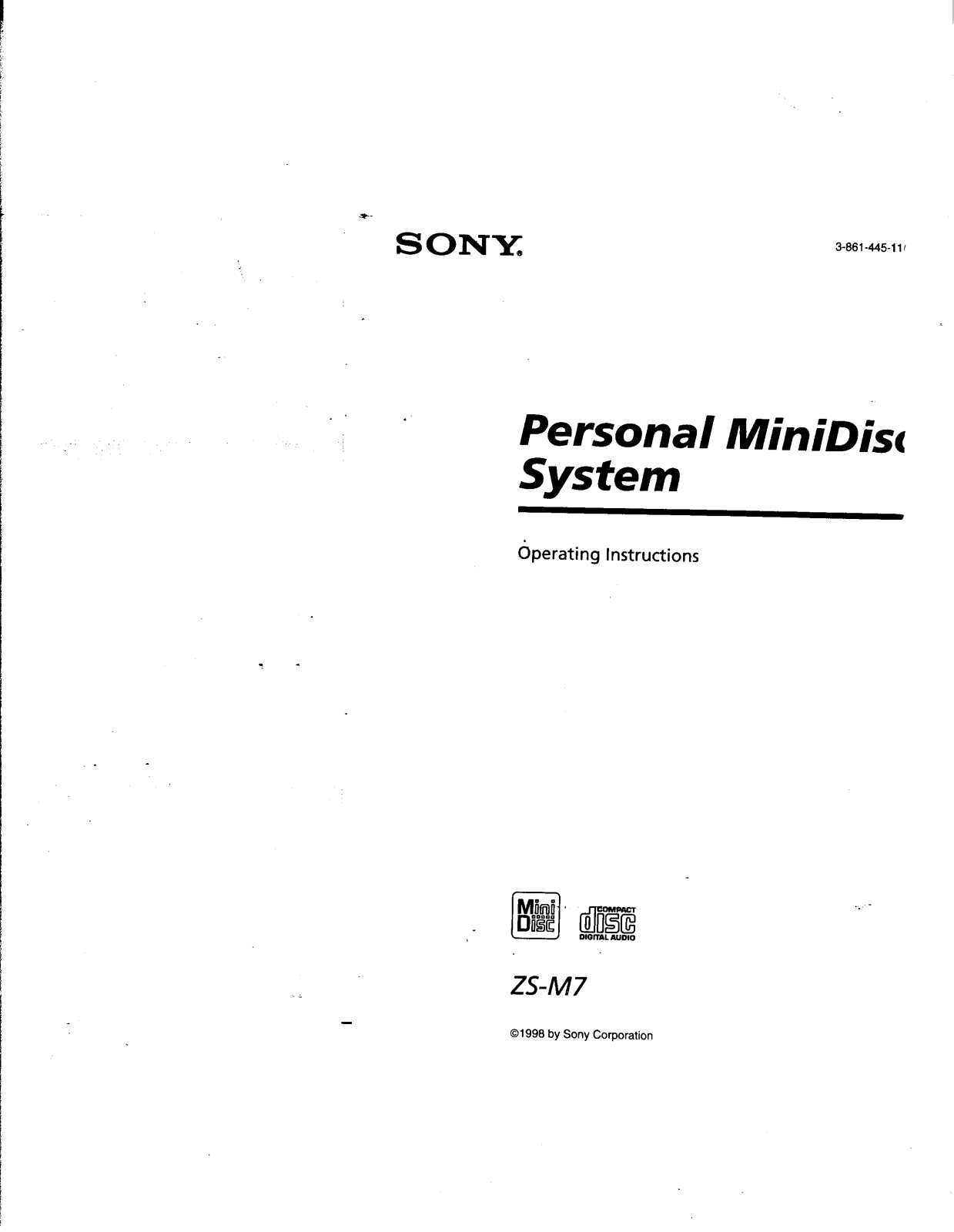 Sony ZSM-7 Owners manual