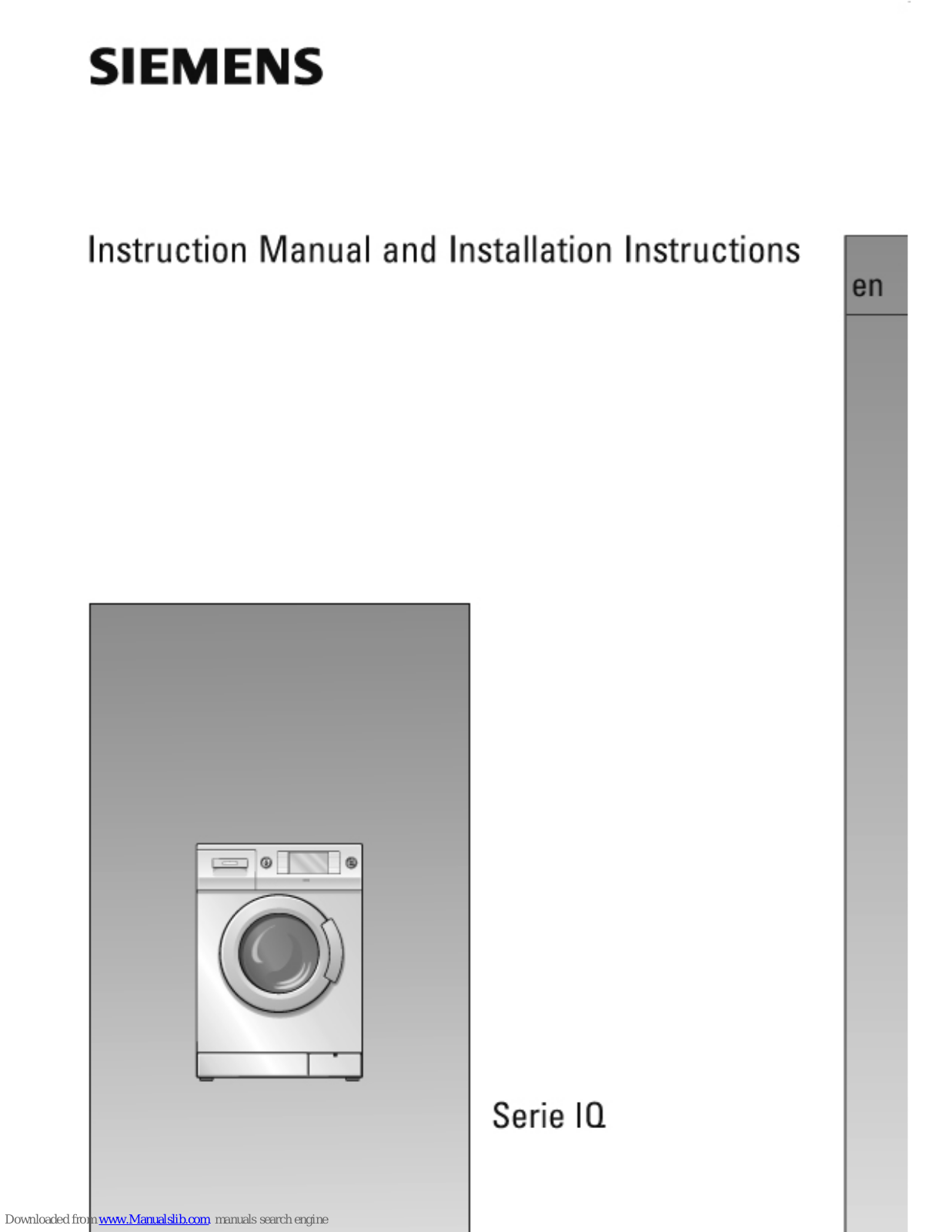 Siemens Serie IQ,Series IQ Instruction Manual And Installation Instructions