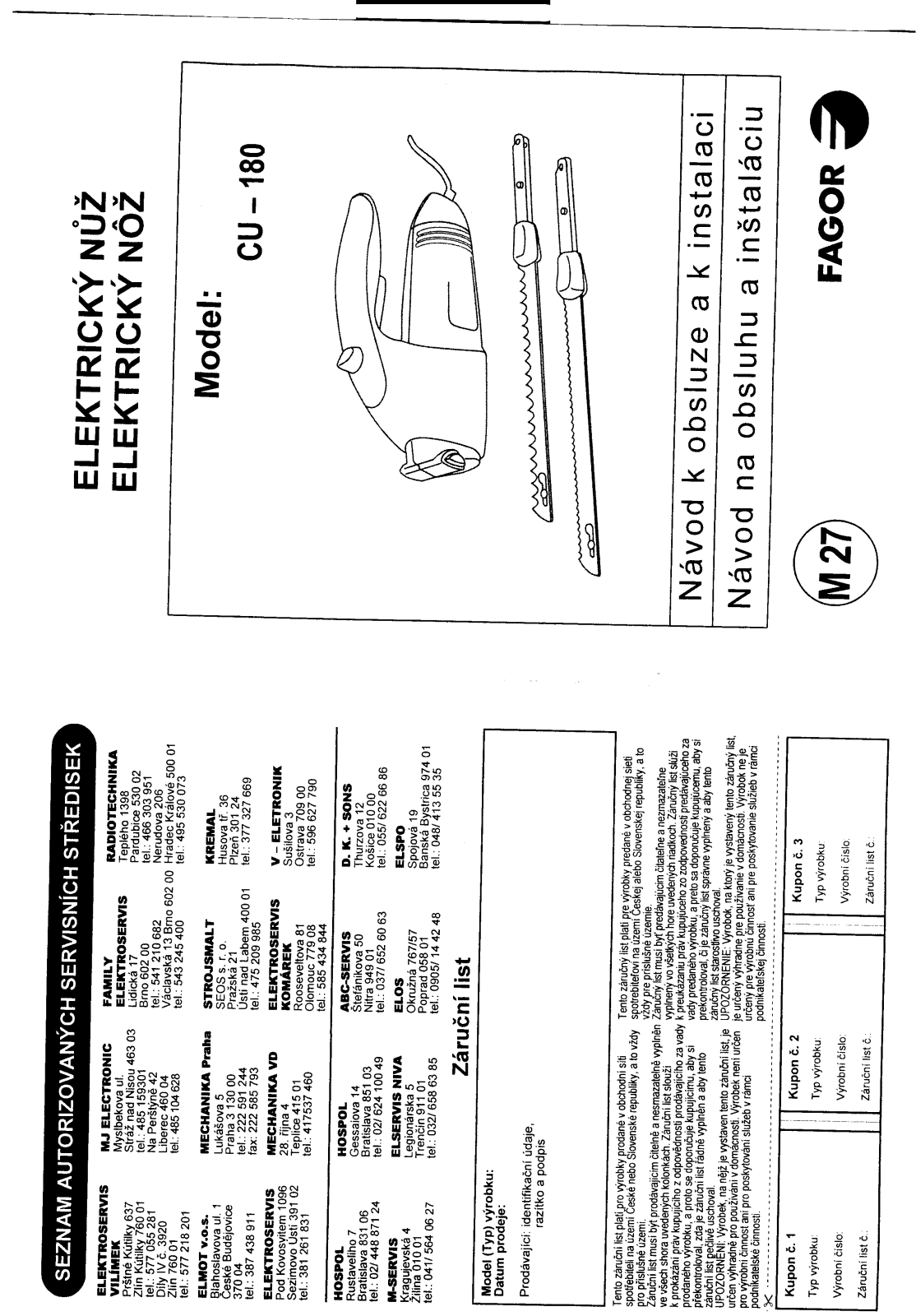 Fagor CU-180 User Manual