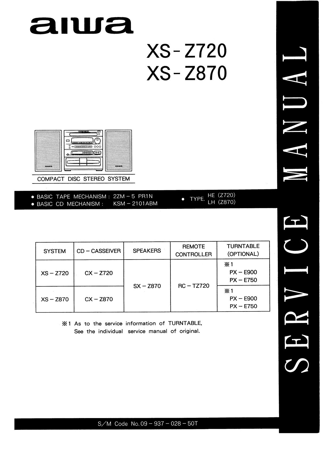 Aiwa XS-Z720, XS-Z870 Service manual