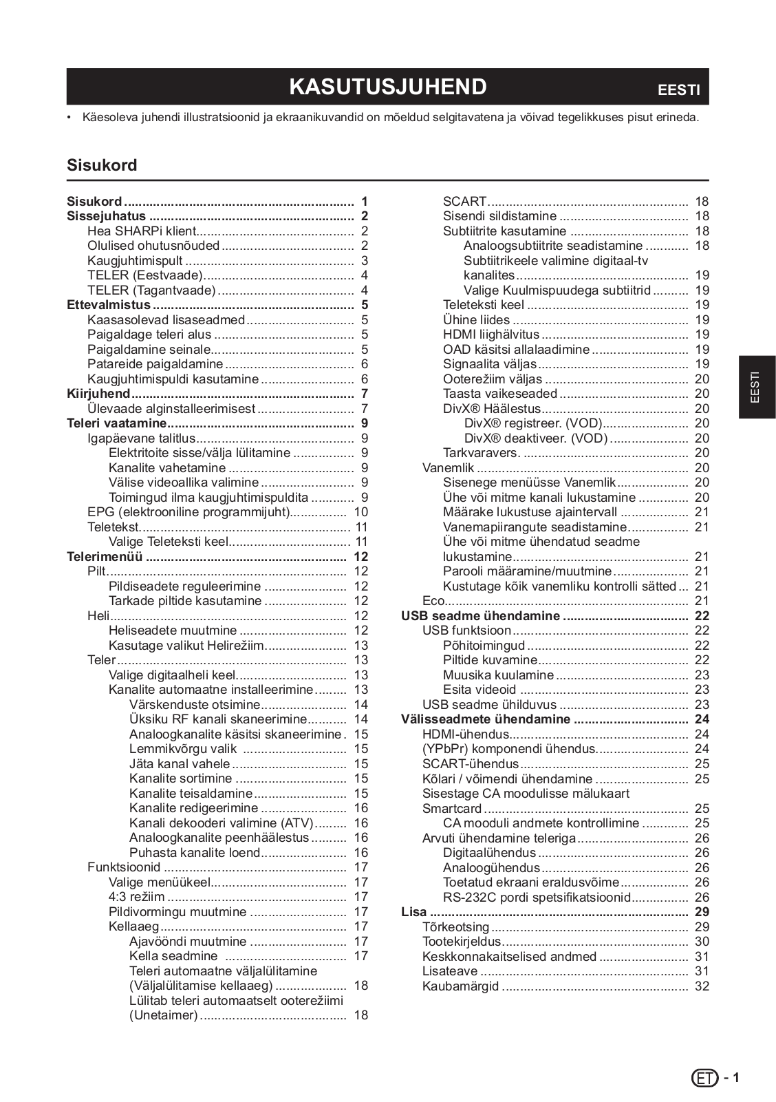 Sharp LC-26LE430E, LC-32LE430E, LC-19LE430E, LC-22LE430E User Manual