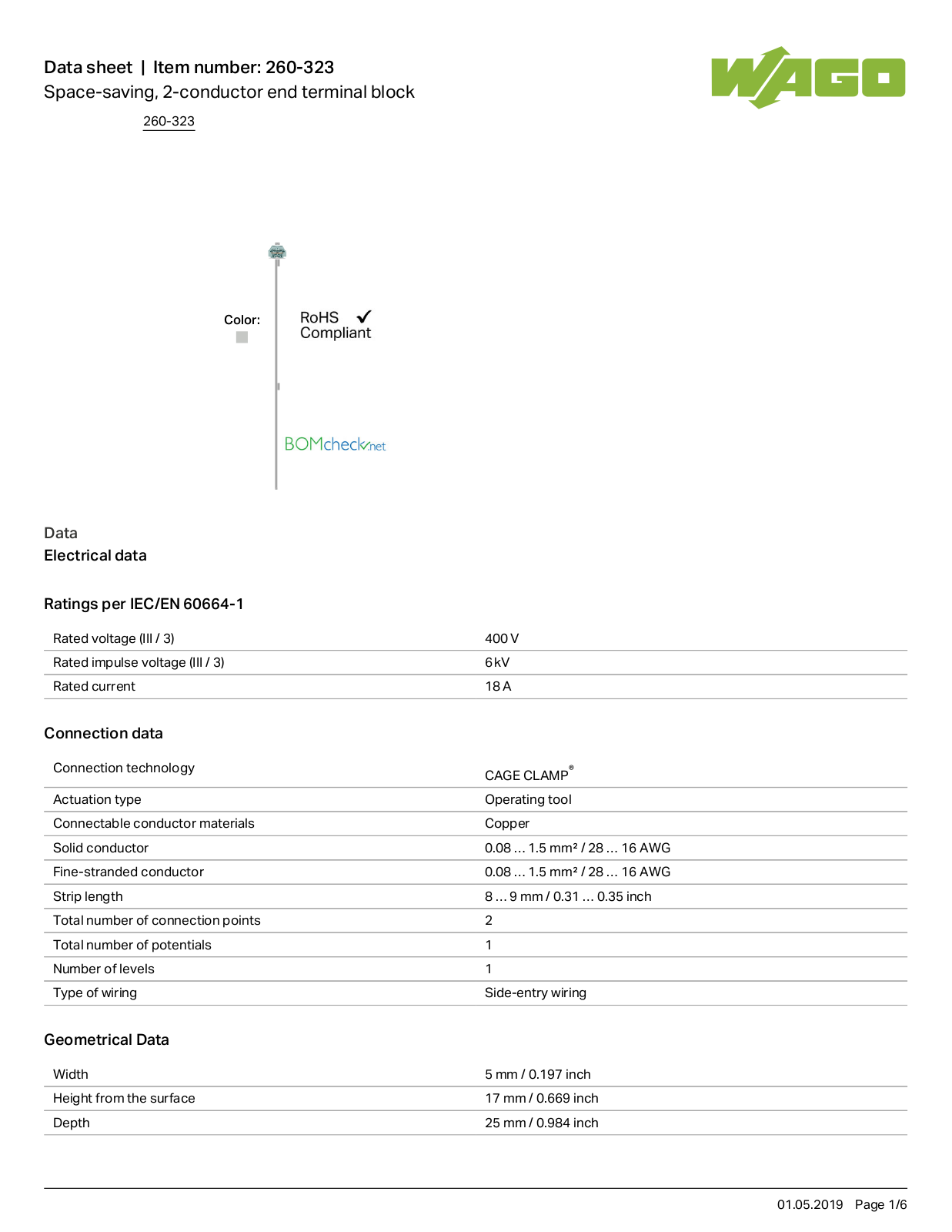 Wago 260-323 Data Sheet