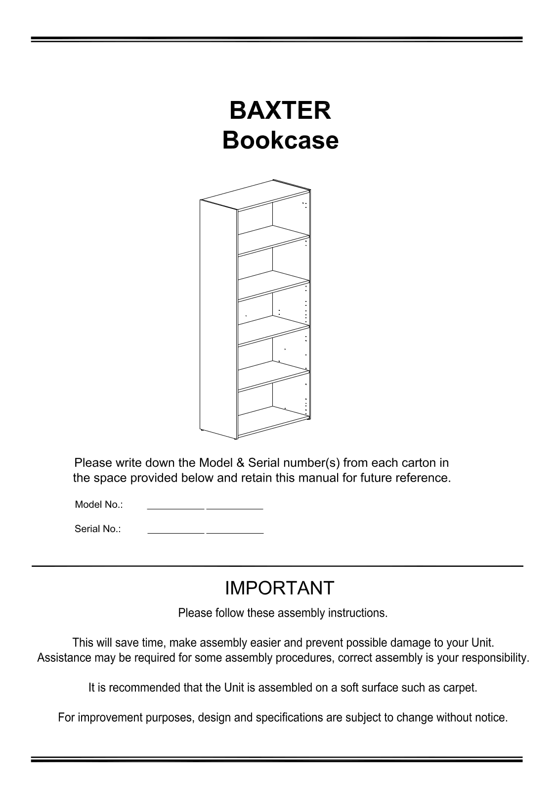 Freedom Baxter Bookcase Assembly Instruction