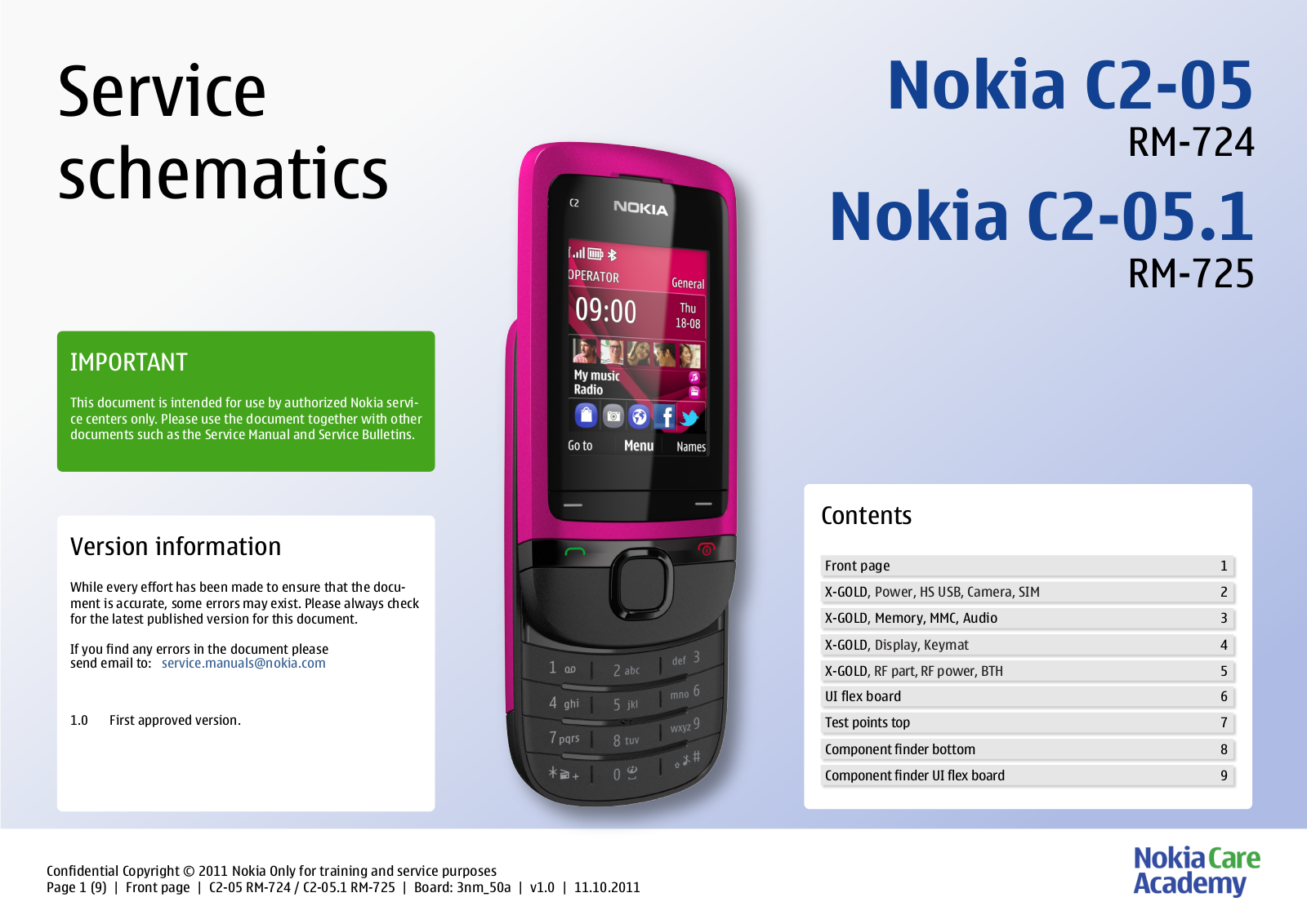 Nokia C2-05, C2-05.1 Schematic