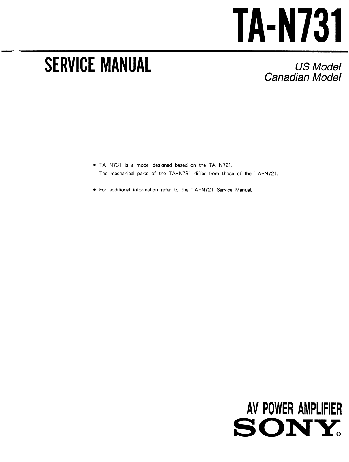 Sony TAN-731 Service manual