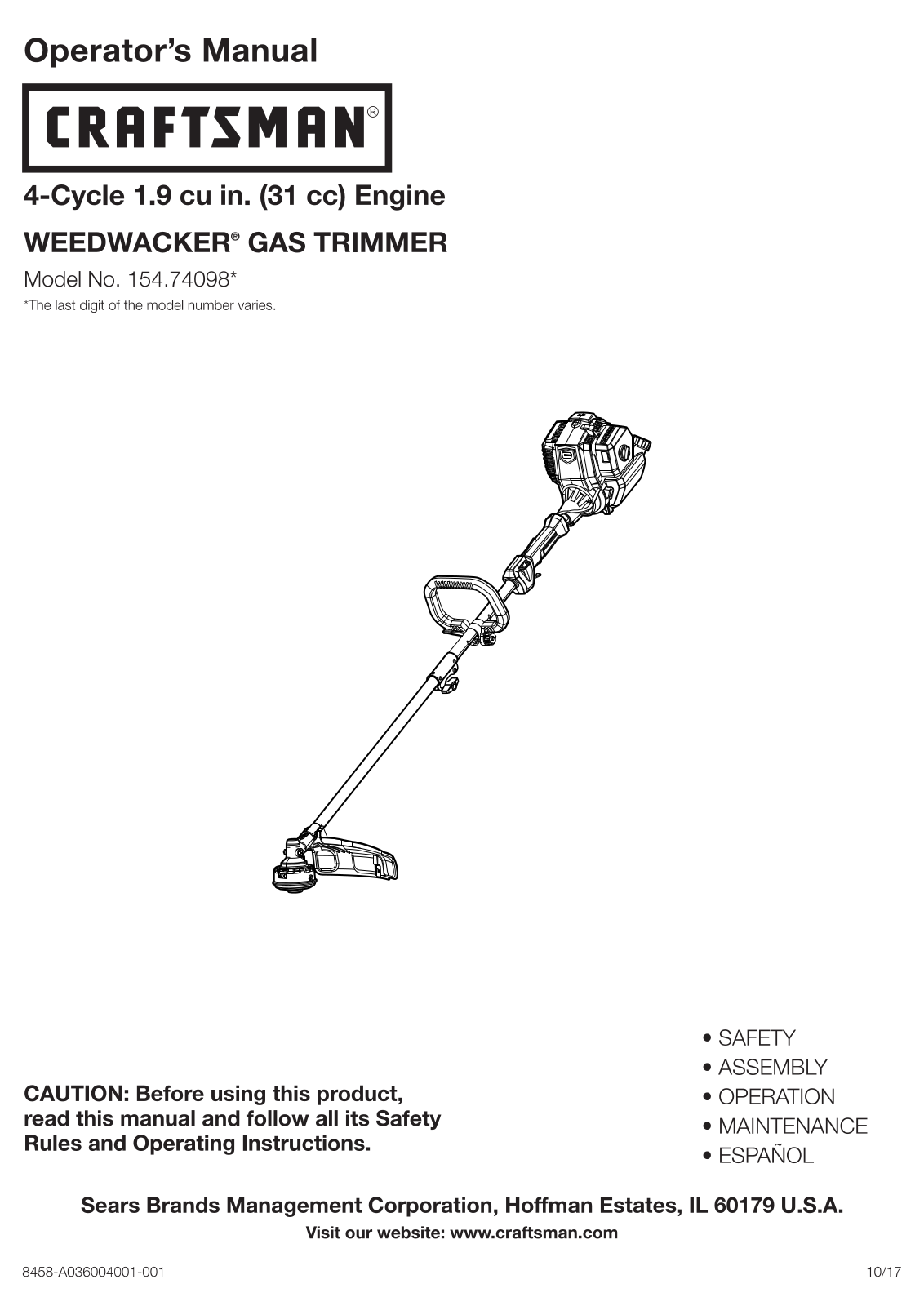 Craftsman 154740980 Owner’s Manual