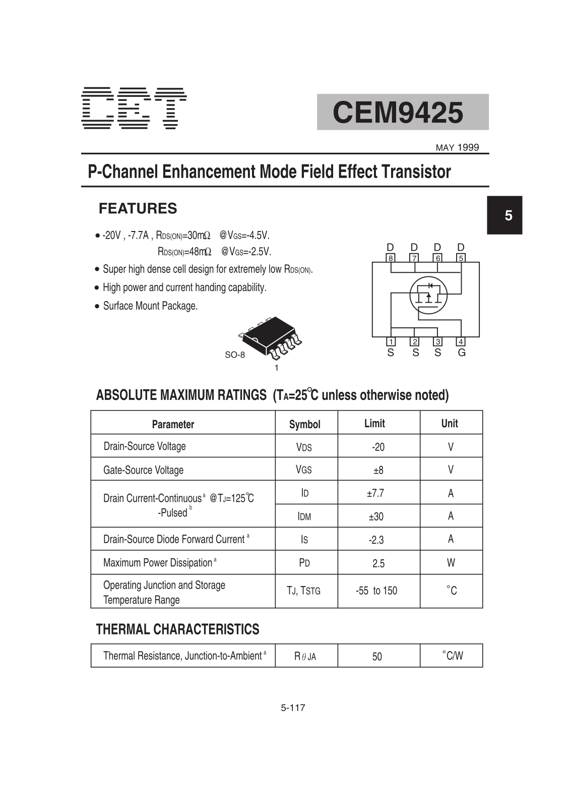 Datasheet CEM9425 Datasheet (CET) - ManualMachine.com