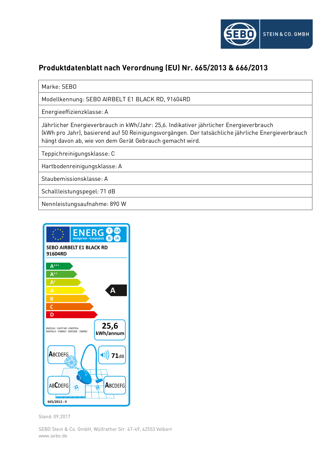 Sebo AirBelt E1 Black RD User Manual