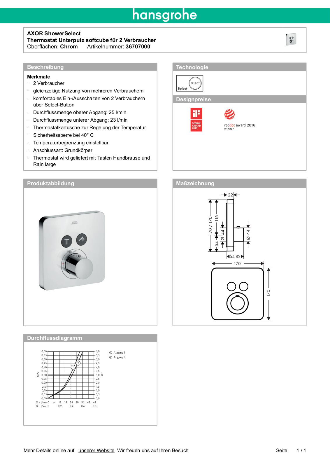 Hansgrohe AXOR 36707000 User Manual