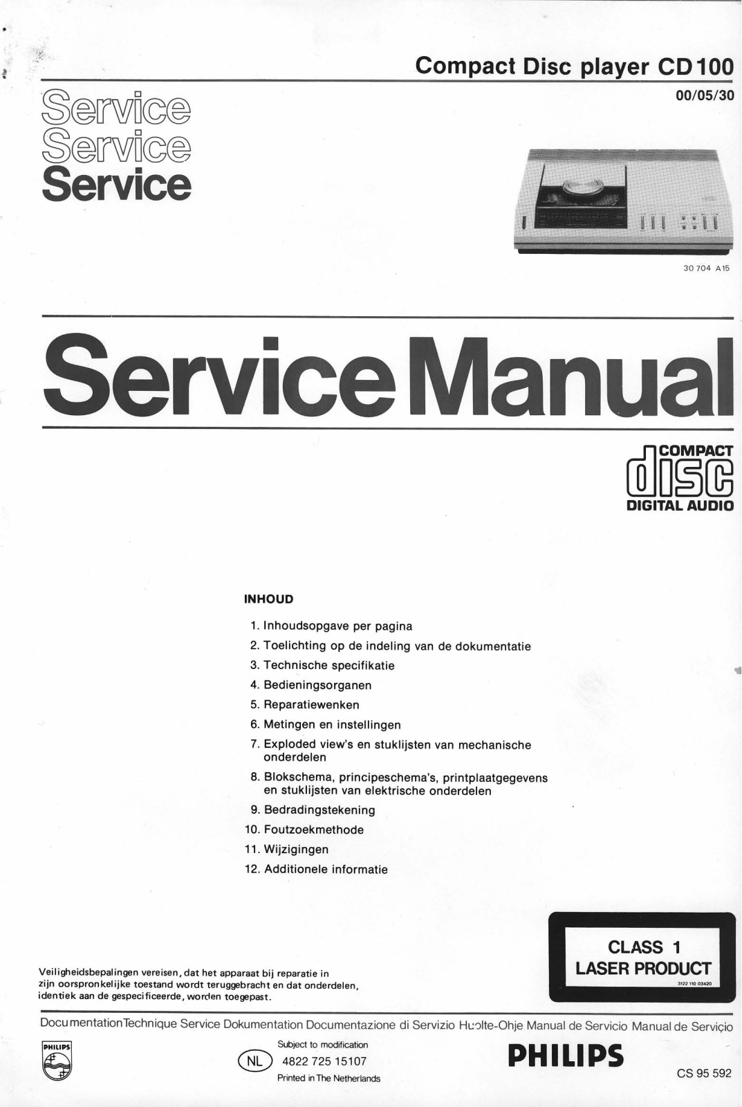 Philips CD-100 Service manual