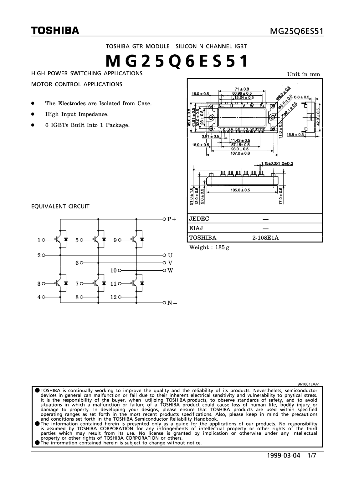 Toshiba MG25Q6ES51 Datasheet