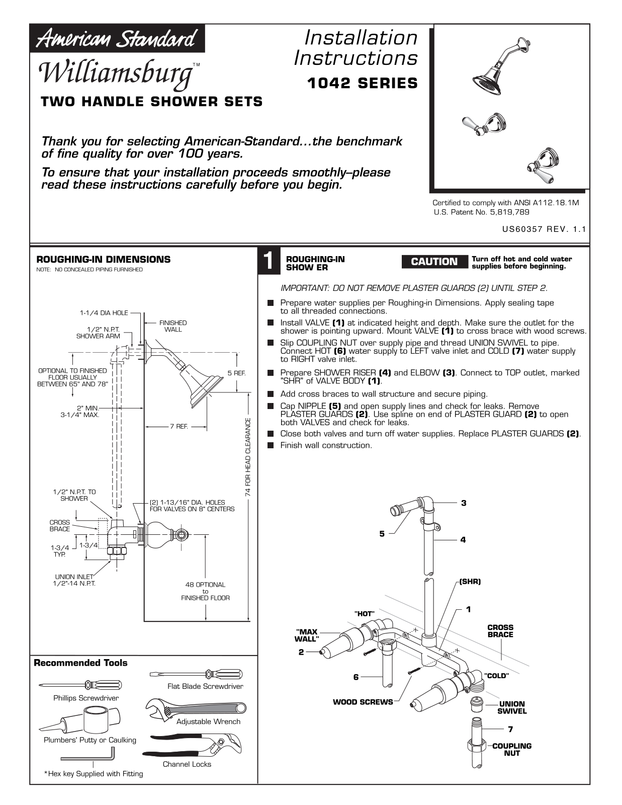 American Standard 1042 User Manual