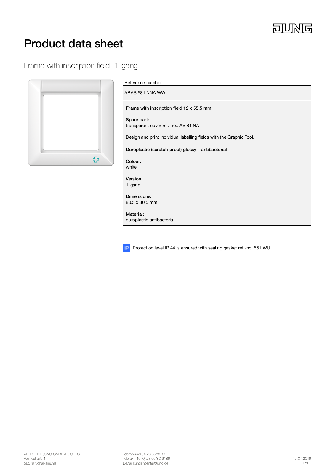 Jung ABAS 581 NA WW User Manual