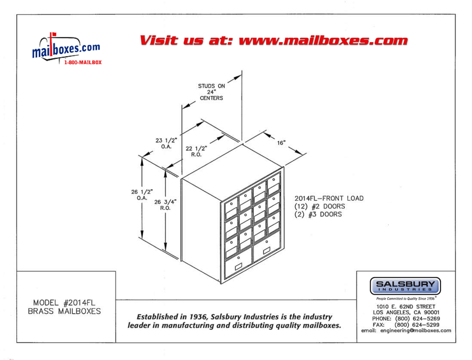 Salsbury Industries 2014FL User Manual