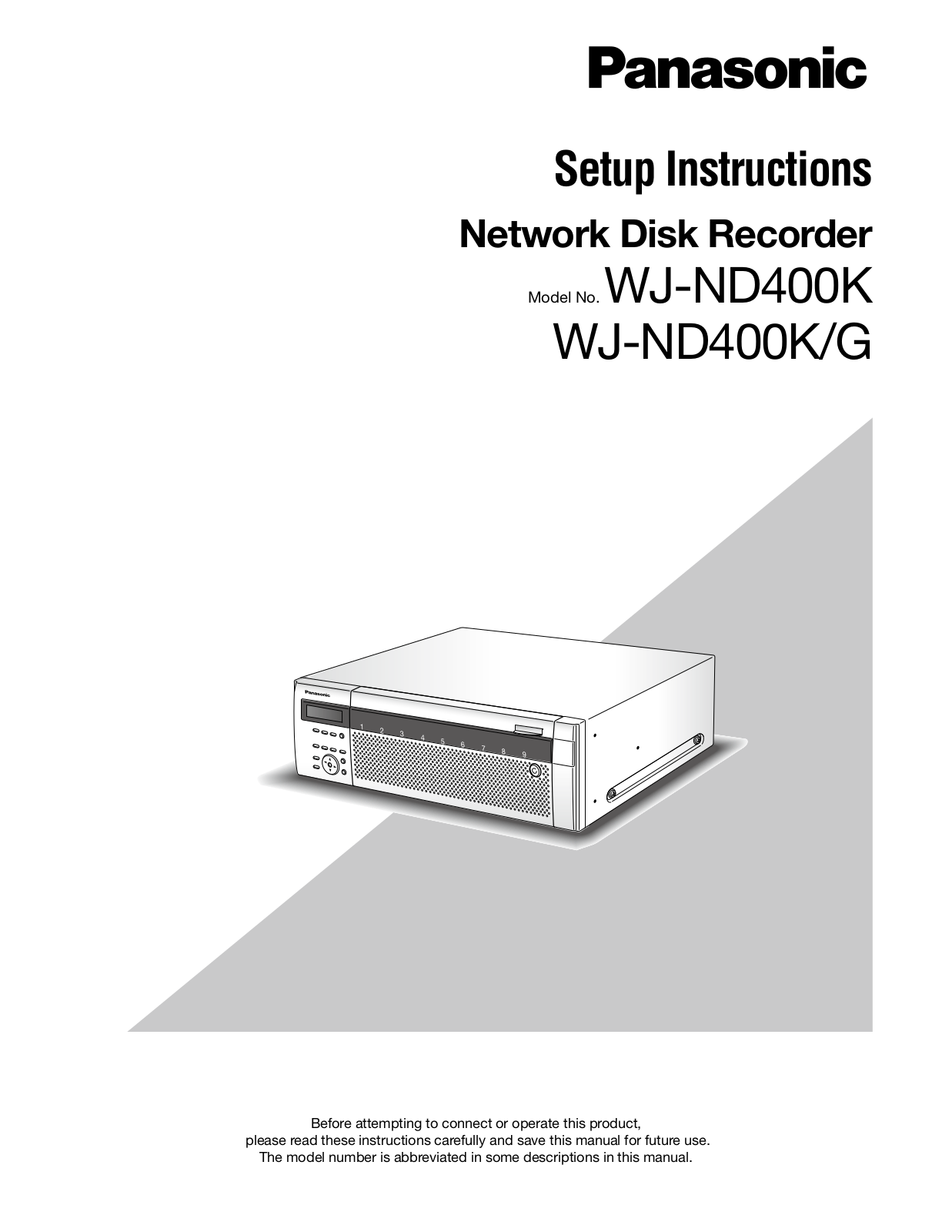 Panasonic WJ-ND400K, WJ-ND400K/G, WJ-ND400G Setup Instructions