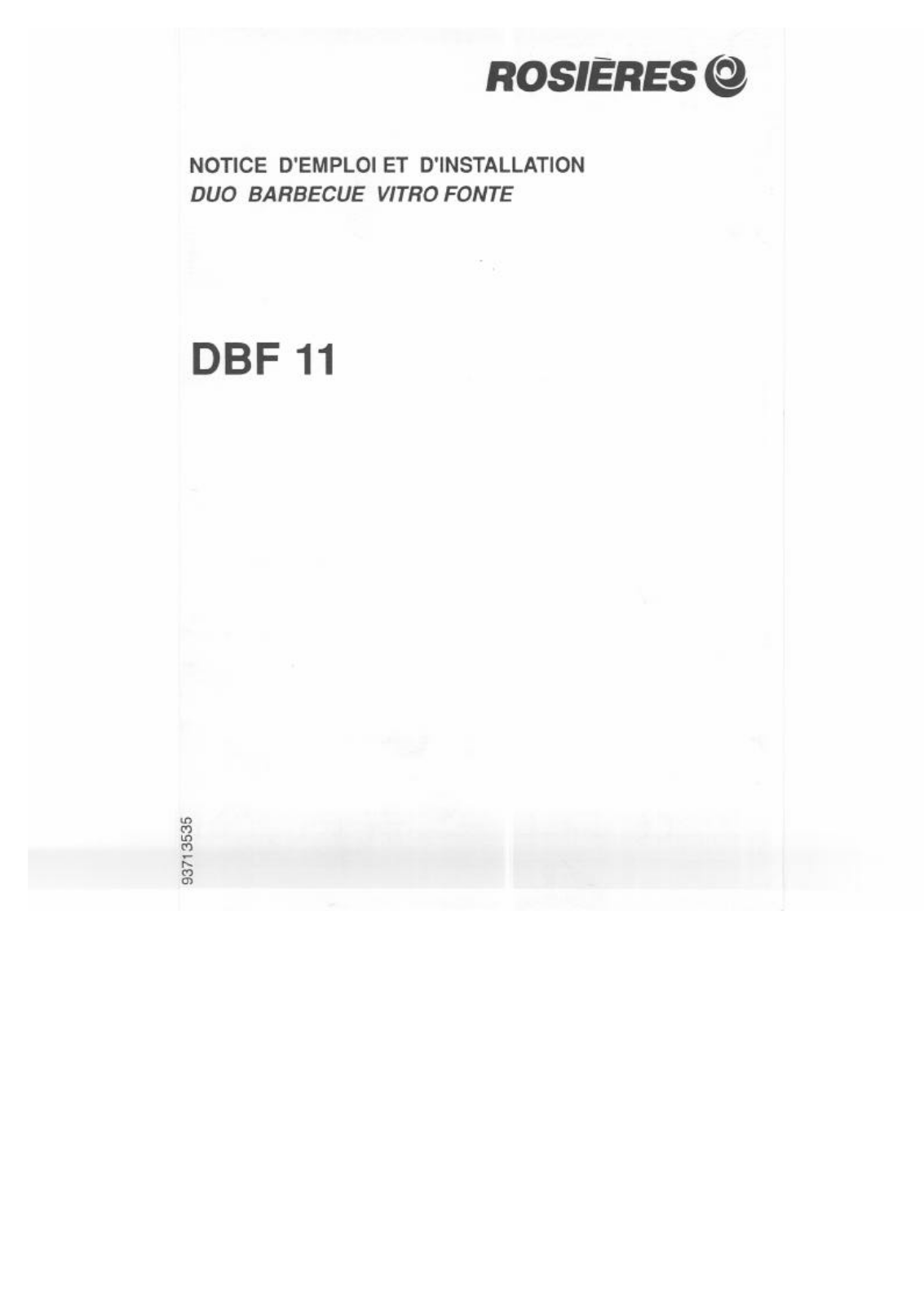 Rosières DBF11GR User Manual