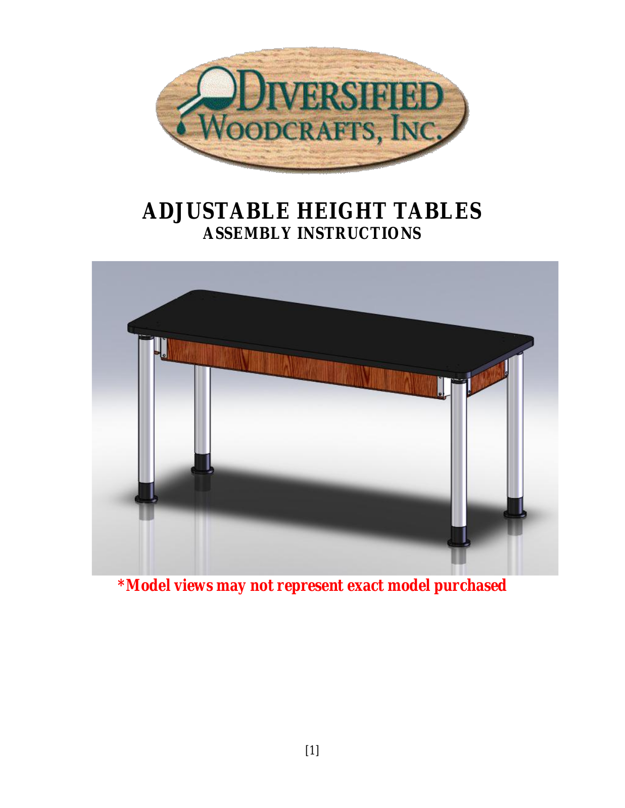 Carolina ADJUSTABLE HEIGHT TABLES User Manual