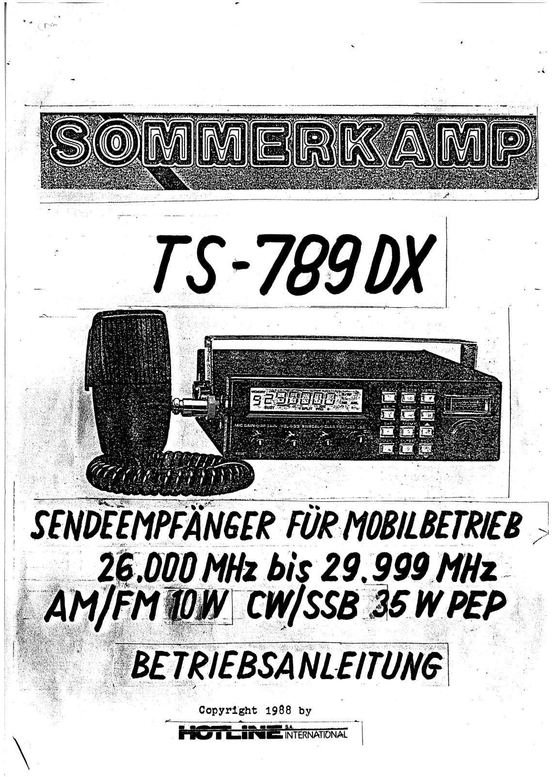 Sommerkamp TS789DX User Manual