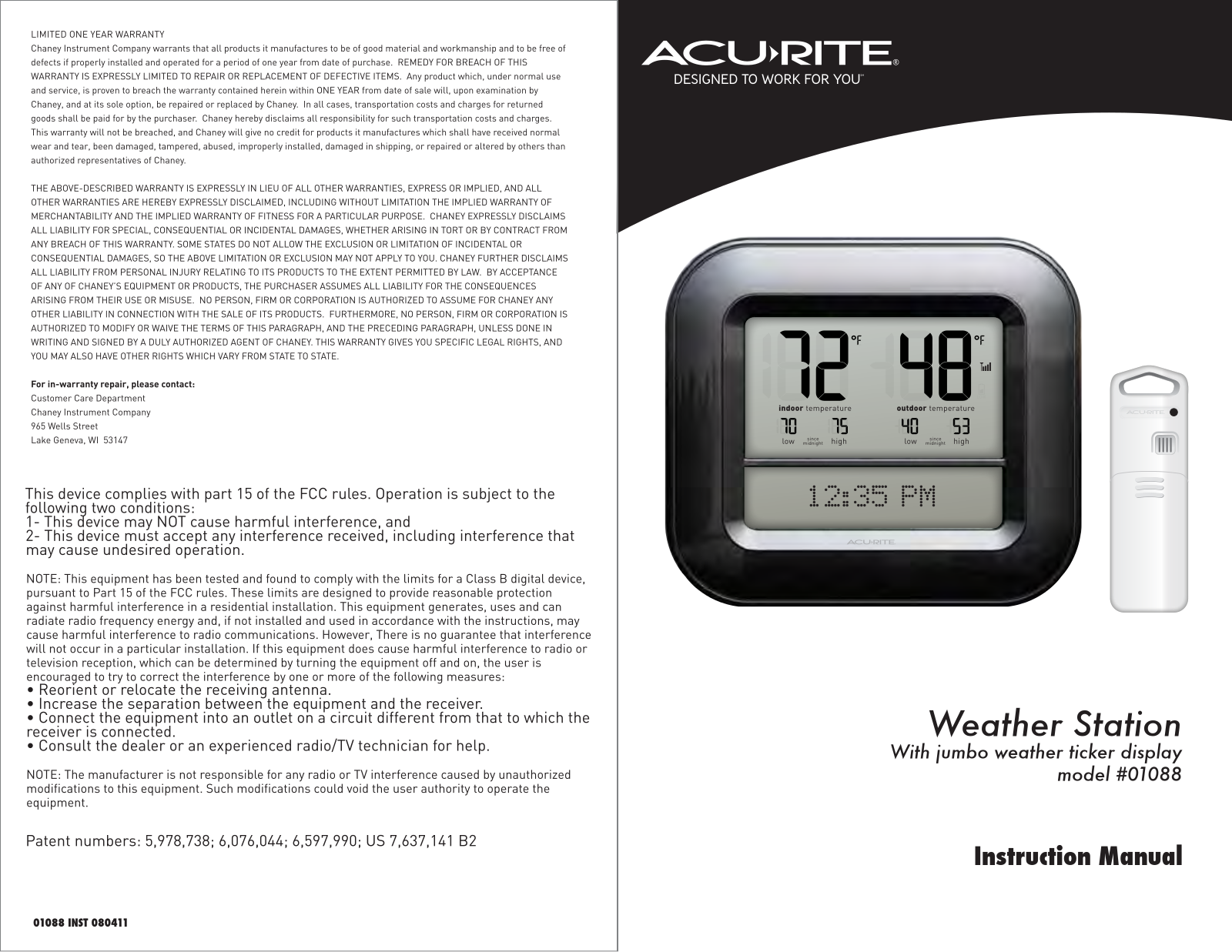 Acu-Rite 01088 User Manual