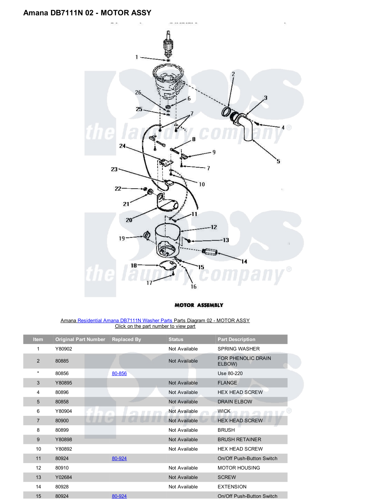 Amana DB7111N Parts Diagram