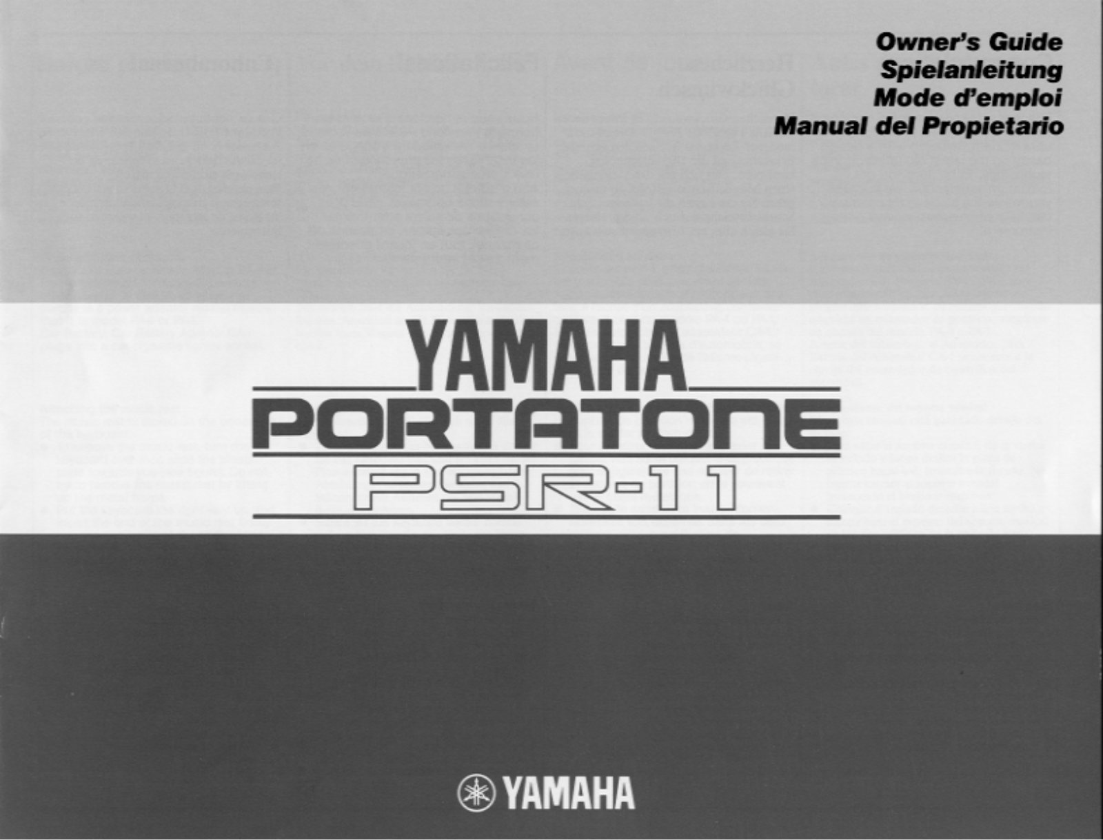 Yamaha PSR-11E, PSR-11 User Manual