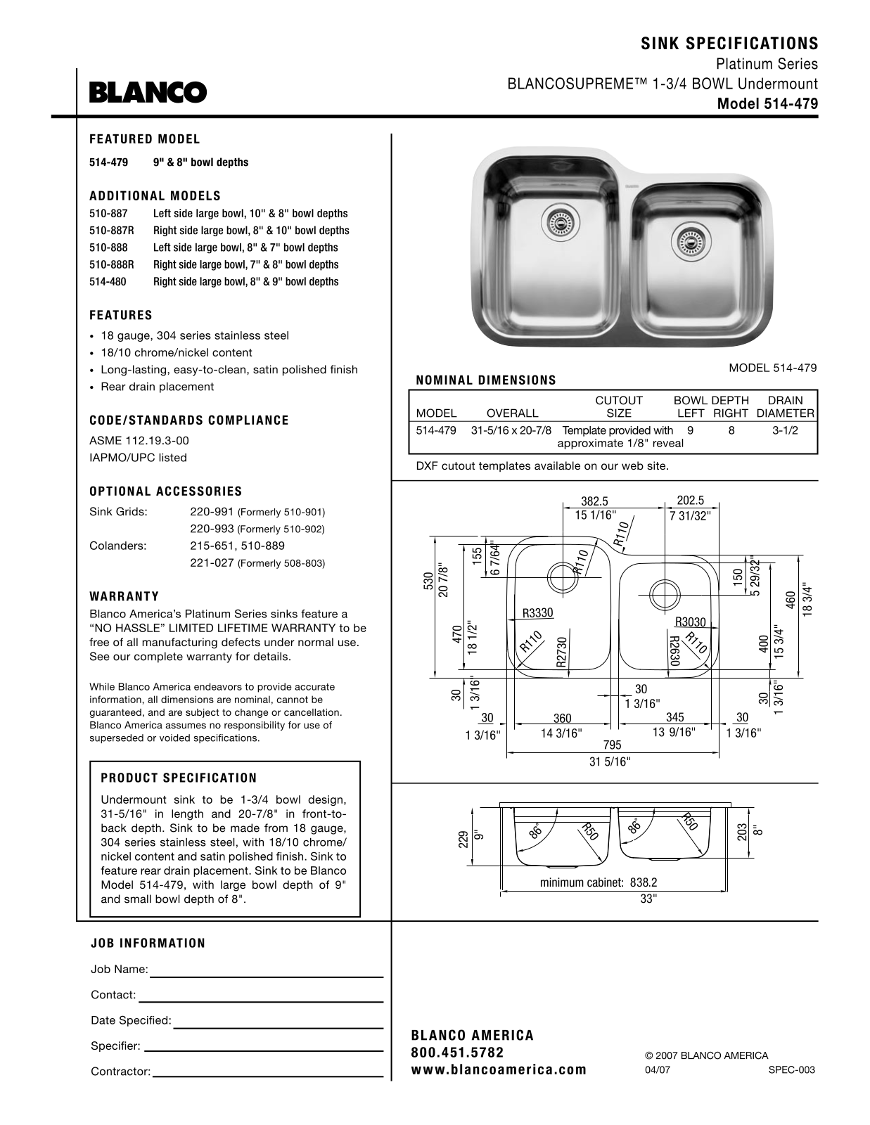 Blanco 514-479 User Manual